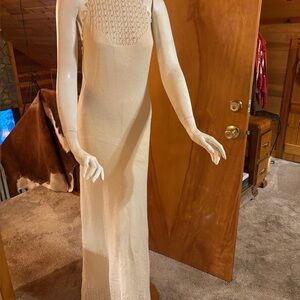 Stylish Cream Sleeveless Long Dress